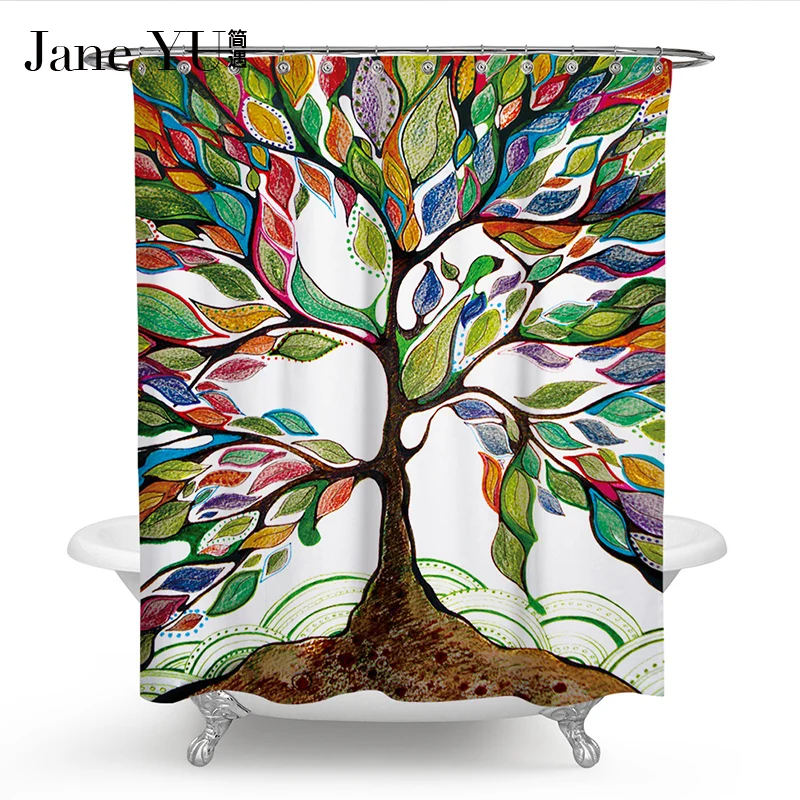 

JaneYU 25 Colors bath Curtain Eco-Friendly High Quality Customized geometry Waterproof Polyester Fabric For The Bathroom curtain