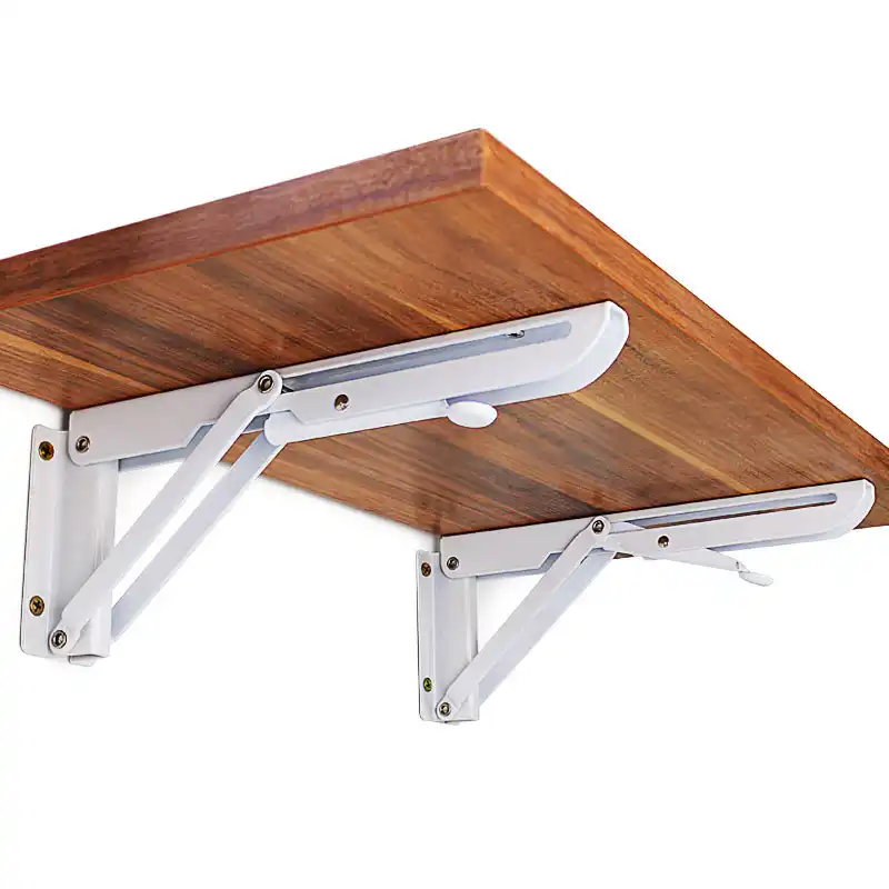 White Triangle Folding Angle Bracket Adjustable Wall Mounted Durable Bearing Shelf Bracket Diy Home Table Bench 8 20inch 2pcs Aliexpress