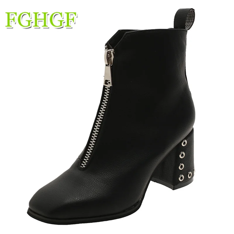 

2019 Women's Shoes Winter Fashion Boots Fabric PU Front Zipper Ankle Boots Martin Boots Sexy High Heels Women Shoes