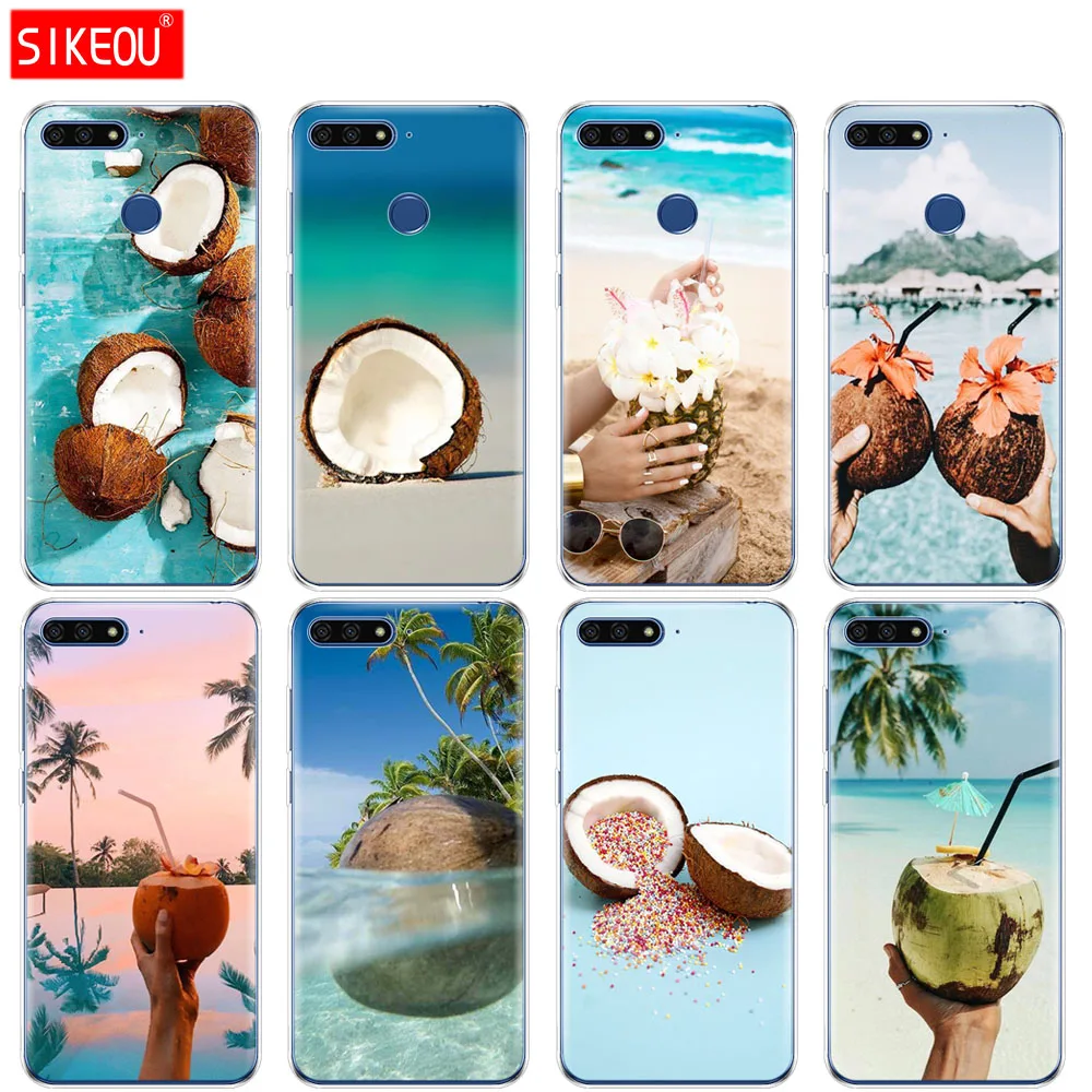 Силиконовый чехол для телефона Huawei Honor 7A PRO 7C Y5 Y6 Y7 Y9 2017 2018 Prime Coconut on the beach|Бамперы| |