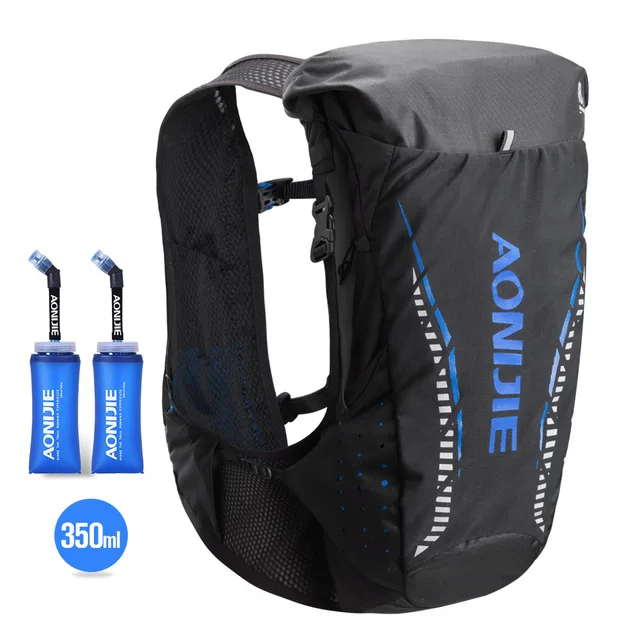 AONIJIE 18L для мужчин и женщин Trail бег гидратации рюкзак для пеших прогулок Гонки Велоспорт Кемпинг марафон рюкзак дополнительная бутылка для сумки - Цвет: Black Blue 2x350ML