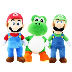 3 стиля Super Mario Bros Марио Йоши Луиджи Плюшевые фигурку Коллекционная модель Peluche игрушка 32-38 см подарок для детей
