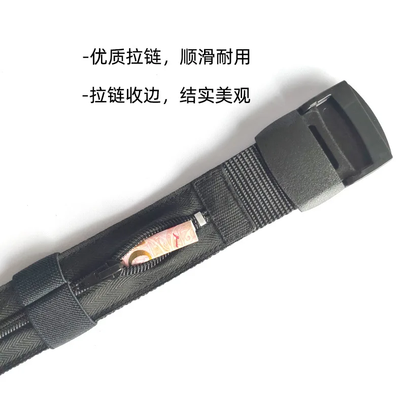 Men Outdoor Travel Multi-functional Nylon Canvas Belt Zipper Purse Hiding Money Tactical Belt Anti-theft