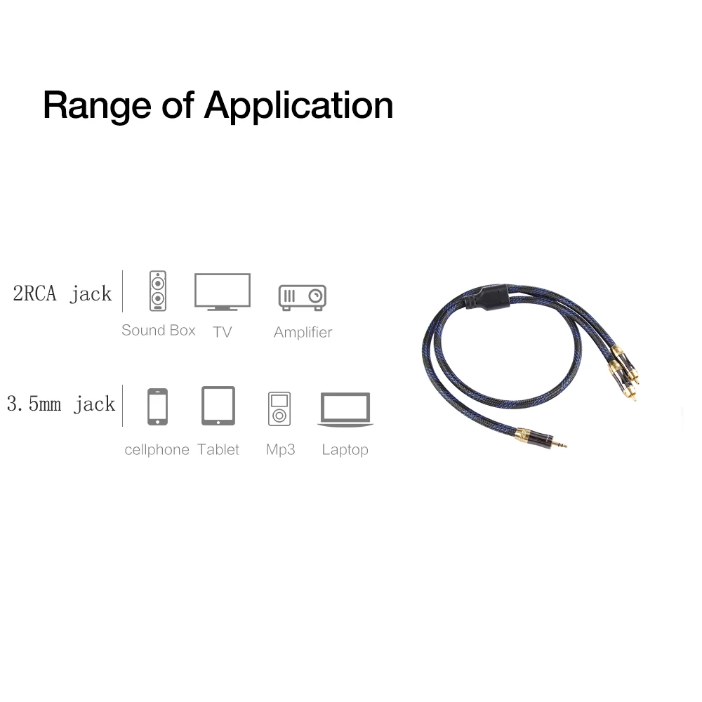 HIFI 0.5m,1m,1.5m,2m,3m,5m 3.5mm to 2 RCA Audio cable 3.5MM male to 2 Rca Male Stereo Cable for iPhone MP3 DVD Amplifier HIFI 0.5m,1m,1.5m,2m,3m,5m 3.5mm to 2 RCA Audio cable 3.5MM male to 2 Rca Male Stereo Cable for iPhone MP3 DVD Amplifier