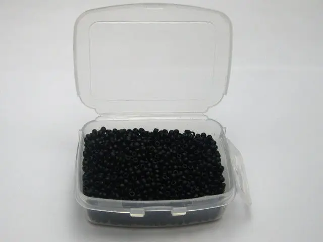 10000 стеклянный непрозрачный бисер 1,5 мм(15/0) черный+ коробка для хранения