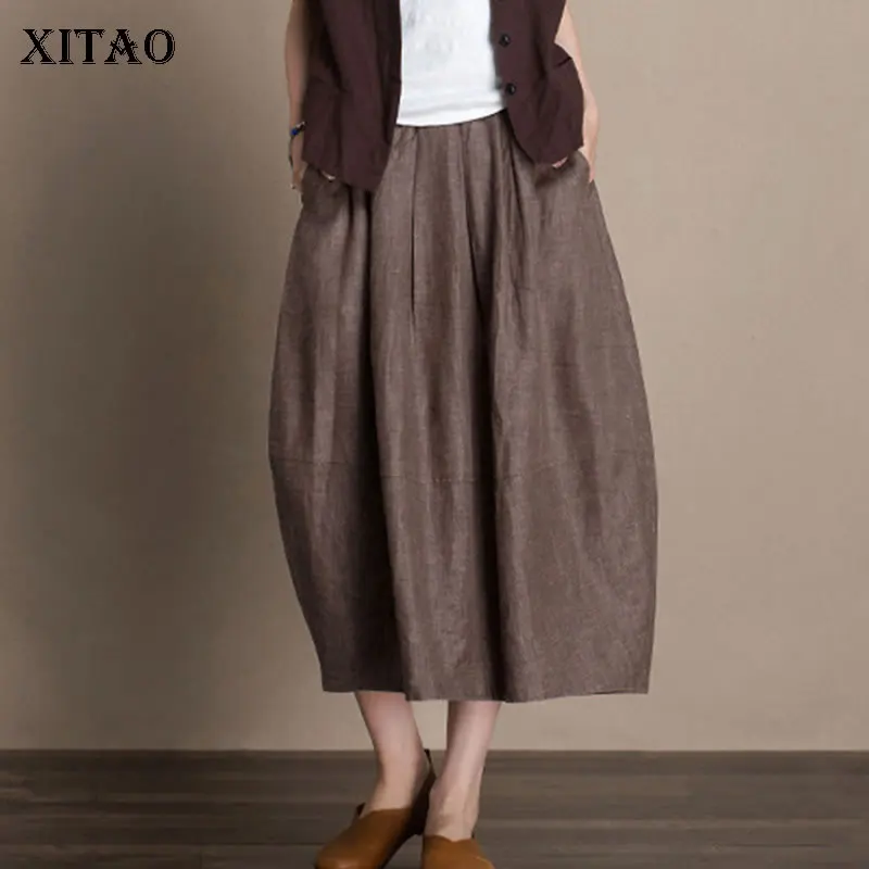 

XITAO Bud Slim Pleated Skirt Women Korea Fashion Wild Joker Pocket Elastic Waist Patchwork 2019 Elegant High Waist WBB4481
