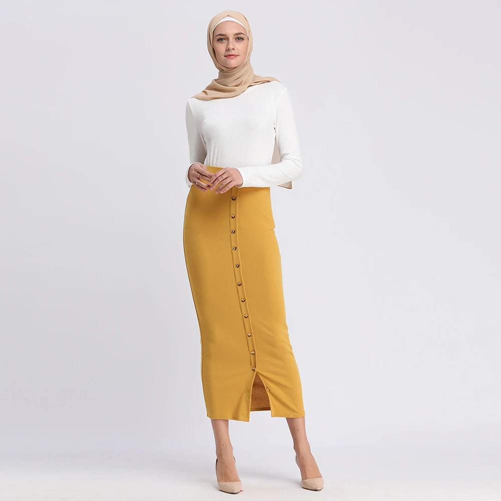 

Muslim Dress Chic Women's Skirt Bottoms Long Skirts Knitted Cotton Pencil Skirt Ramadan Party Worship Service Islamic Clothing
