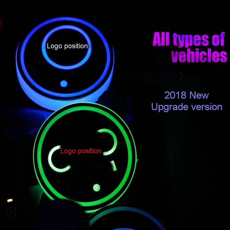  Tonlinker 2018 New Version 2 PCS Universal RGB 7 Colors LED Cup Holder Car Cup Pad Cup Holder Water - 32885914361
