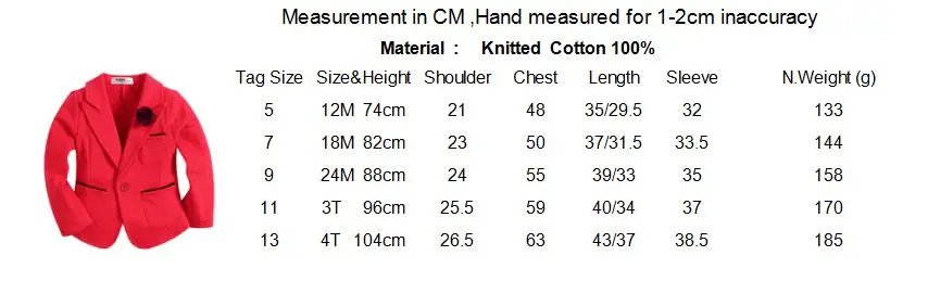 Новинка г.; вязаный хлопковый блейзер для маленьких девочек; Однотонный красный BG161102A