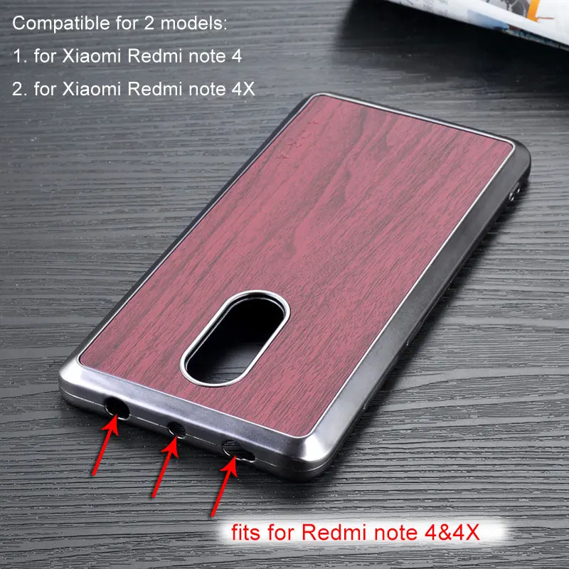 Чехол с деревянным дизайном для Xiaomi Redmi Note 4 4X 5 дюйма мягкие хромированные чехлы
