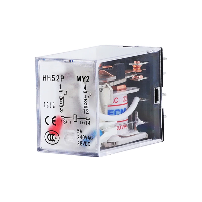 HH52P MY2NJ MY2 DPDT Mini Electromagnetic Relays Switch with Socket Base LED AC 110V 220V DC 12V 24V 5A Power Relay 8 Pin Coil