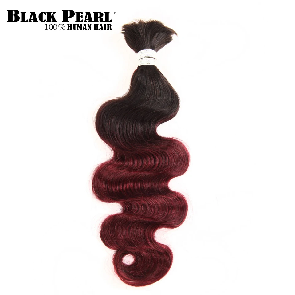 

Black Pearl Remy Human Hair Ombre T1B/99J Crochet Braids No Weft Bundles Deal Malaysian Body Wave Braiding Hair Bulk