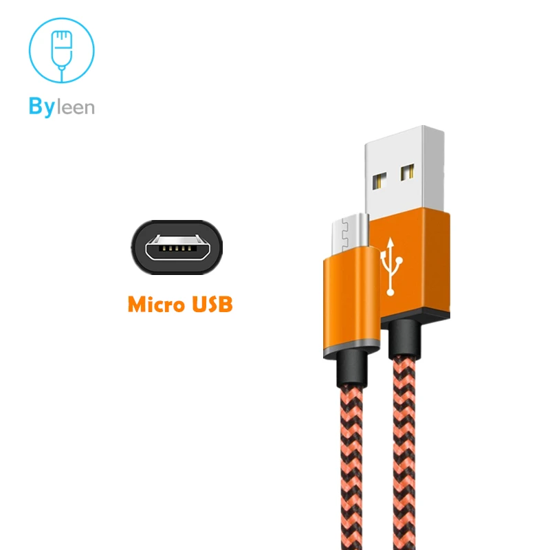 Byleen Micro USB зарядное устройство V8 Быстрая зарядка оранжевая линия для NOKIA 6 Xiaomi Redmi 3