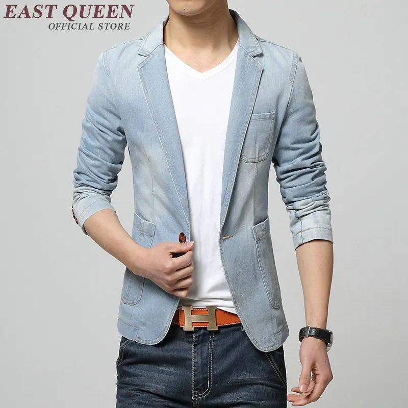 Denim blazer men male business wedding blazer for men christmas suit dress jacket latest coat pant designs KK2371