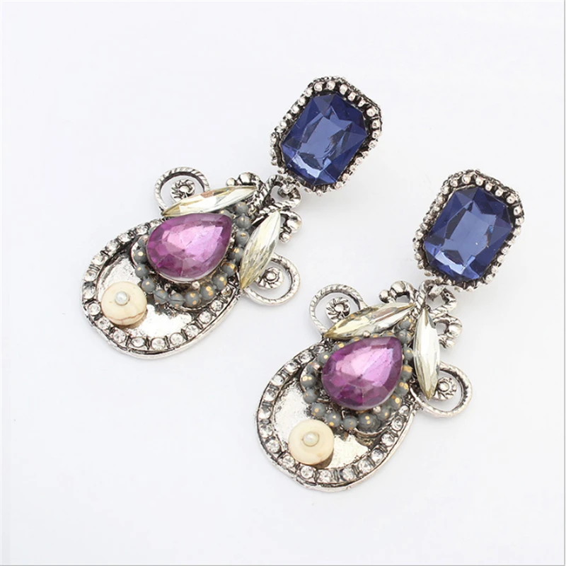 Hot Sale Vintage Water Drop Dangle Earrings Blue Crystal Charms Ethnic Earrings Bohemia for Women Fashion Jewelry wedding Gifts Fashion Jewelry