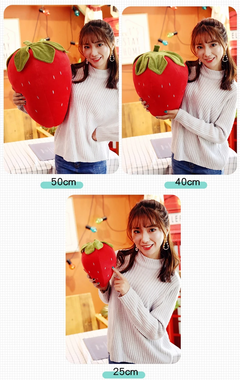 Dorimytrader red strawberry pillow cute plush toy large fruit doll kawaii sleeping pillow girl birthday gift 20inch 50cm DY50572 (4)
