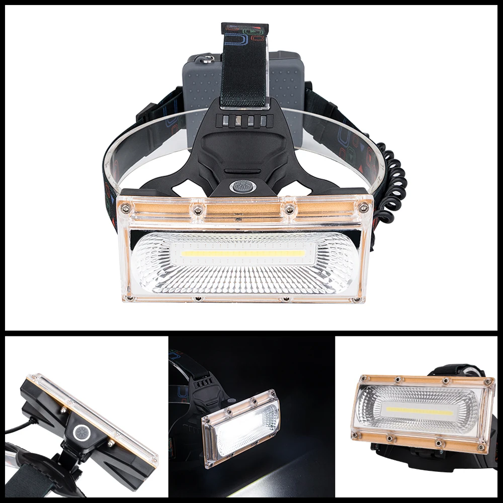 Skup Cob led reflektor lampa czołowa led USB latarka czołowa z akumulatorem latarka 3 tryby użyj 3*18650 bateria na czerwone ostrzeżenie bezpieczeństwo Head Light