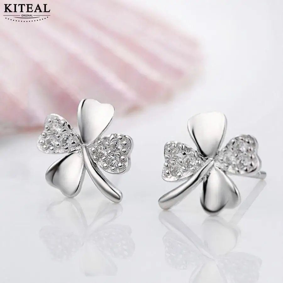 

KITEAL Lose Money Promotions! Female Friend earrings Lucky four leaf studs clover earing margarida
