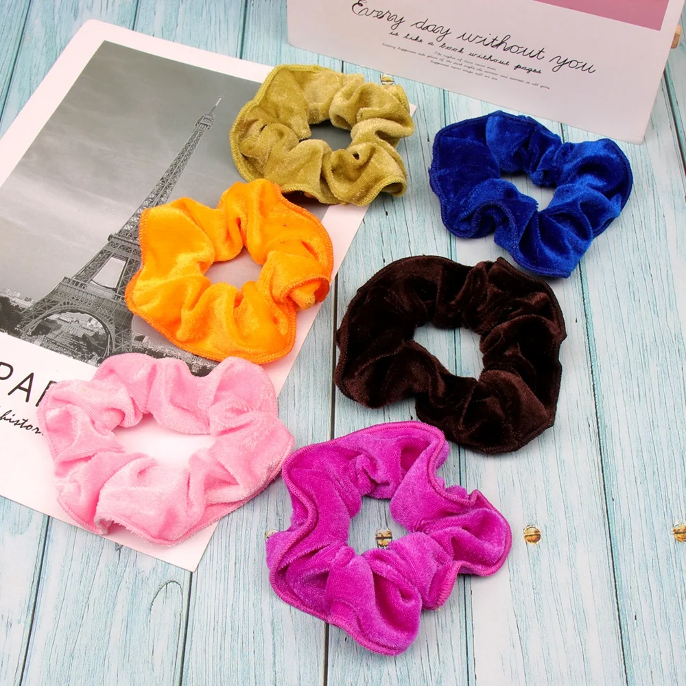 

Hair Accessories Velvet Gum For Hair Scrunchie Women Solid Color Hair Rope Girls Ponytail Holder Elastic Rubber Bands