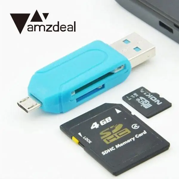 Amzdeal кард ридер для мобильного телефона смартфона микро USB2.0 OTG TF/SD карты 2 слота|otg
