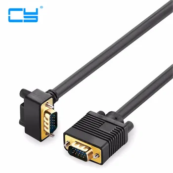 

90 degree down angled VGA 3+9 RGB 15Pin Male to male projectors Monitors Cable 1.5m 5FT 150cm