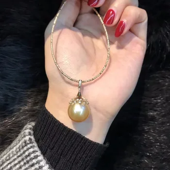 

Luxury genuine G18K Gold Accessories Fashion Pearl Pendant Settings Findings Pendant Mountings Women Accessories Female Jewwelry