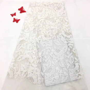 

latest french laces fabric high quality double Organza With Pearls embroidered lace trim For Sewing Beauty Women Dress