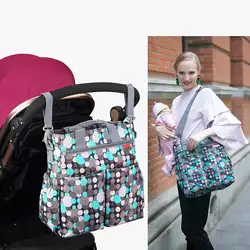 Цветочный подгузник для беременных, сумка для подгузников большой емкости, дорожная сумка для ухода за ребенком, женская сумка на плечо