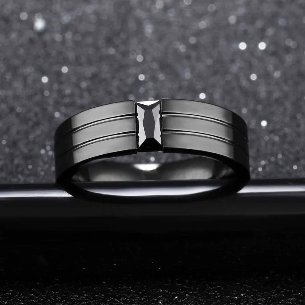 Lokaer мужское кольцо из титановой стали с черным пистолетным покрытием, кубический цирконий, мужское кольцо, ювелирные изделия, Anillo Masculino LGJ563