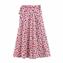 Винтажные Цветочные Длинные юбки с принтом женщины; Лето; в стиле бохо юбки Повседневные парео для пляжа плиссированные юбки уличная jupe femme davidyue