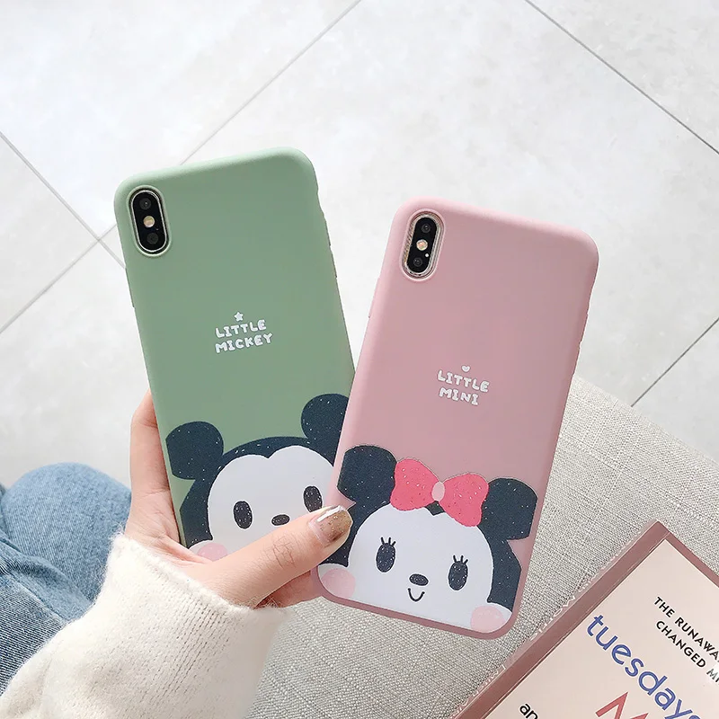 

Mickey mouse embroidery Canvas phone Cases For iPhone X case cartoon soft back cover For iphone6 6s 7 8 Plus XR XS Max Fundas