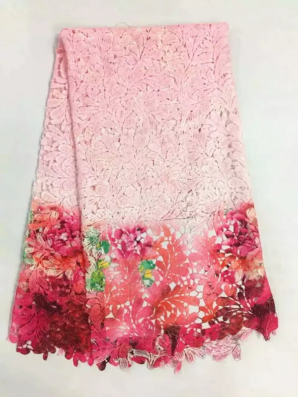 5 Yards/pc Hot sale light pink leaves pattern milk silk lace fabric and prints red flower french for dress RM3-7 | Дом и сад