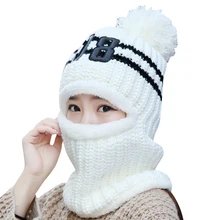 ZEBERY зимние теплые вязаные головные уборы в масках Skullies Beanies шапка с кисточками цифровой декоративный женский подшлемник теплая маска для лица