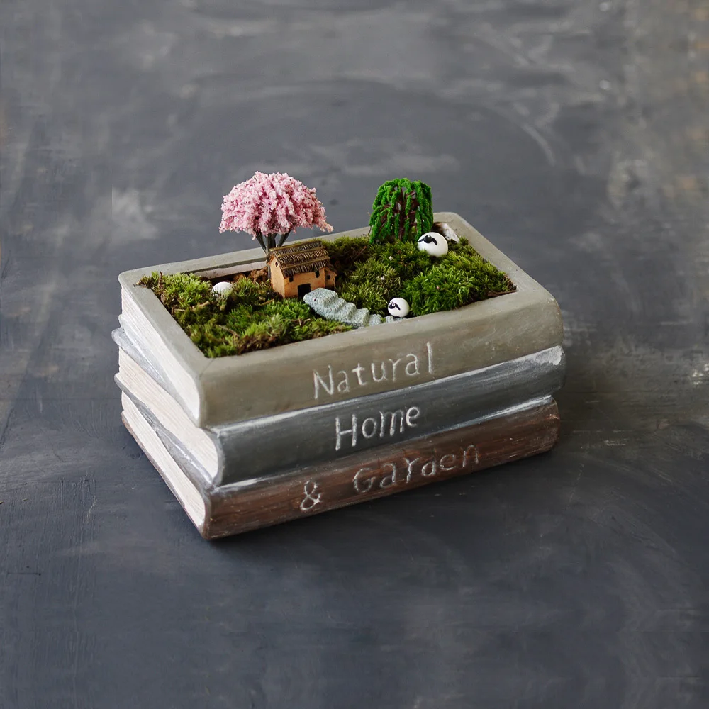 

Vintage Style Ceramic Stacked Book Design Succulent Planter Flower Pot / Plant Box Container