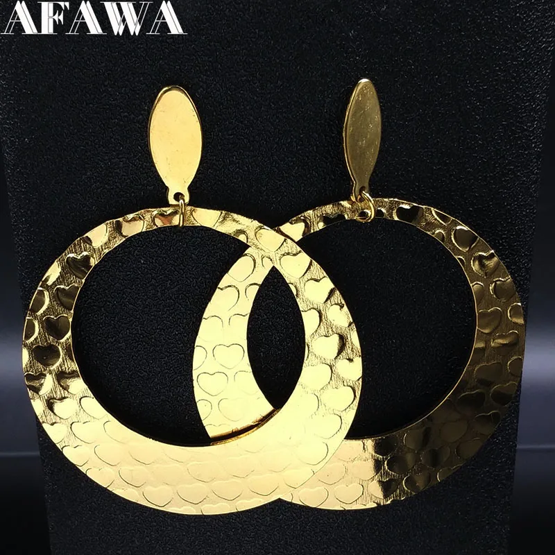 

2019 Fashion Stainless Steel Stud Earring Women Jewelry Big Gold Color Round Punk Earrings Jewelry boucle d'oreilles E612384