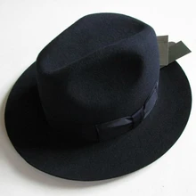 crushat шерсть из Австралии Fedora мода унисекс черный Хомбург Панама джазовая, шляпа для мужчин Панама Fedora Черные Шляпы B-1540