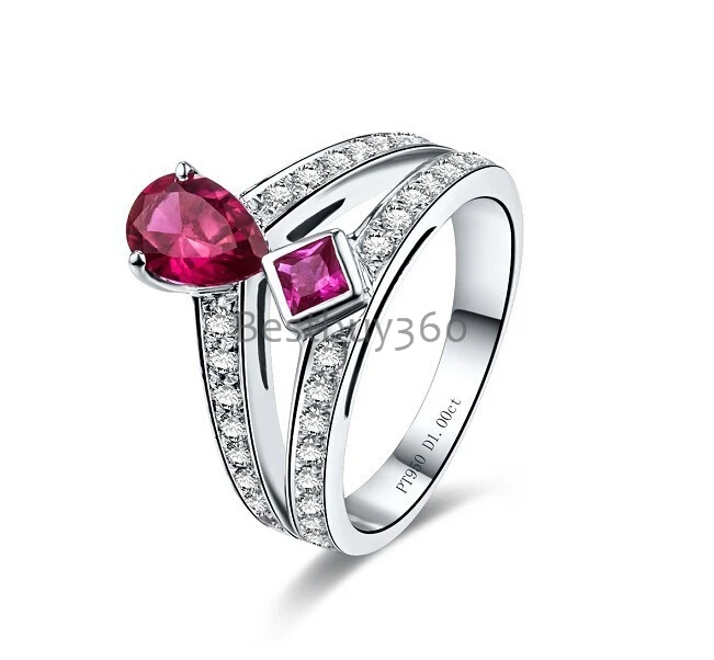 

1 carat sona diamant ring gold plated pear shape Sterling 925 silver ring band US size from 4 to 10.5 (YD)