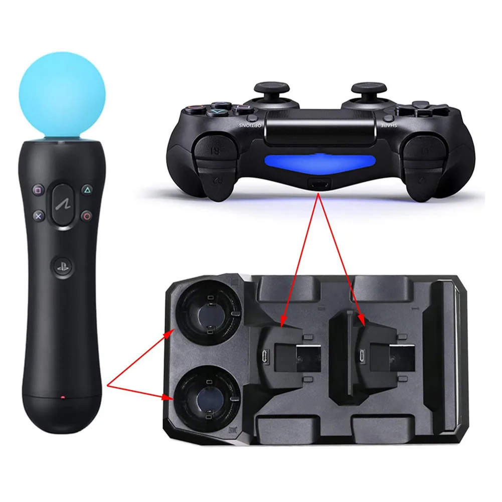 Зарядное устройство для Playstation 4 PS Move Motion PS4 Slim Pro PS VR контроллеры 4 в 1 зарядная док-станция Подставка для хранения