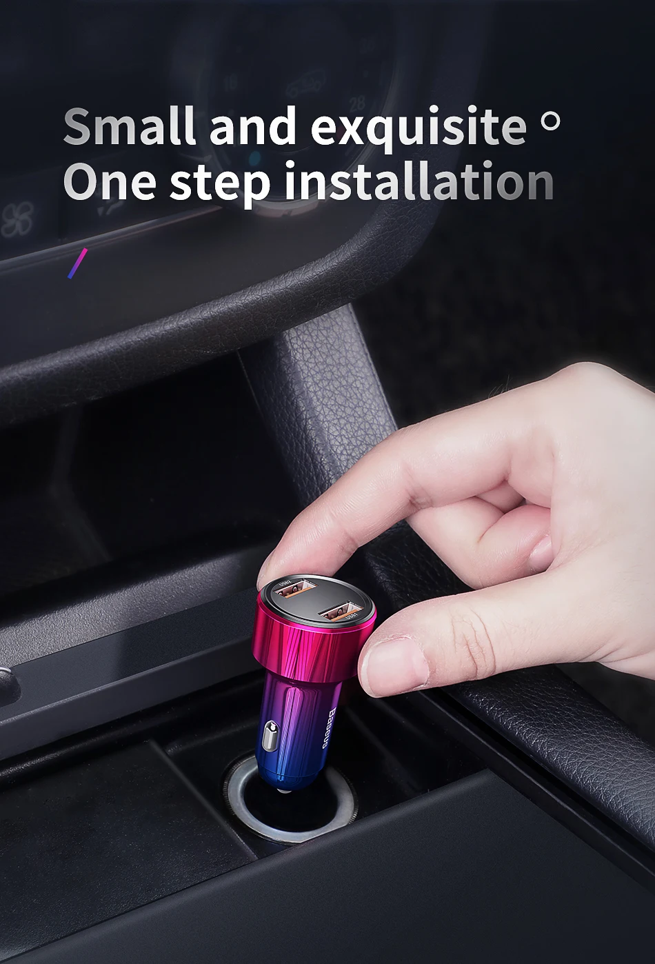 Baseus LED 6A Quick Charge 4.0 3.0 USB Car Charger For Xiaomi mi 9 Huawei P30 Pro QC4.0 QC3.0 Fast PD Car Charging Phone Charger