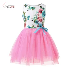 MUABABY kızlar çiçek baskı yaz elbisesi kolsuz tül Tutu Sundress bebek kız şeker renk kabarık yumuşak rahat ev giyimi giysileri