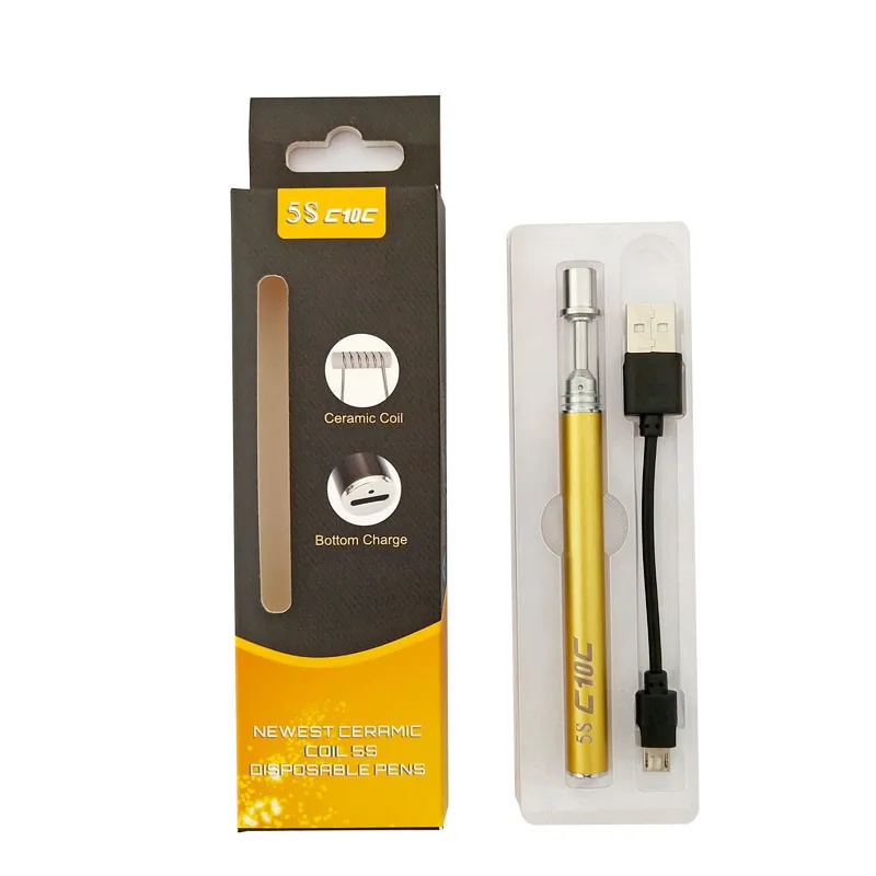 

E Cigarette Starter Kit Ceramic Coil Cartridge C10 Vape Starter Kit with USB Charging Port C1 C2 0.3ml 0.5ml for Thick Oil
