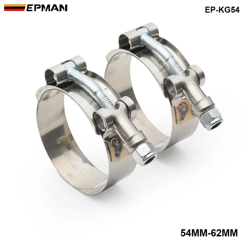 2.0" INCH (54MM-62MM) SILICONE TURBO HOSE COUPLER T BOLT SUPER CLAMP KIT EP-KG54