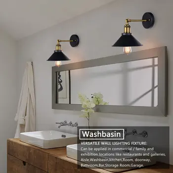 

For Cafe and Club Industrial Wall Sconce Mini Adjustable Vintage Edison Simplicity Wall Lamp Loft Style with Black Metal Shade
