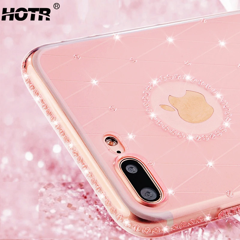 Hotr Стразы Алмазный чехол для iphone 8 plus 7 прозрачный гибкий мягкий полиуретановый 6 6s