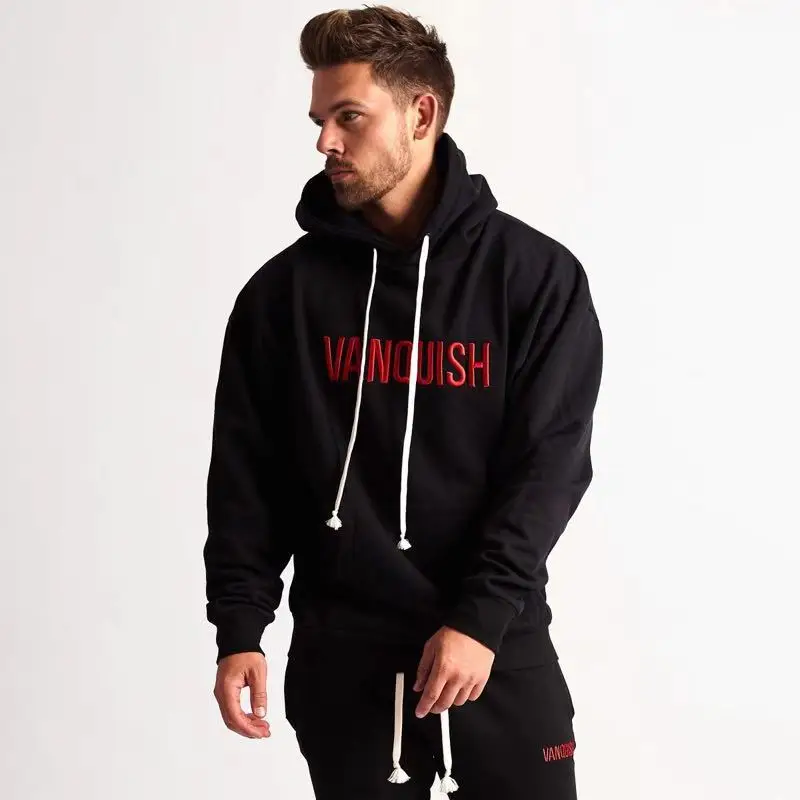 

CHUQING New Sports and Fitness Thickening Suit Men's Hooded Sweater Casual Feet Trousers