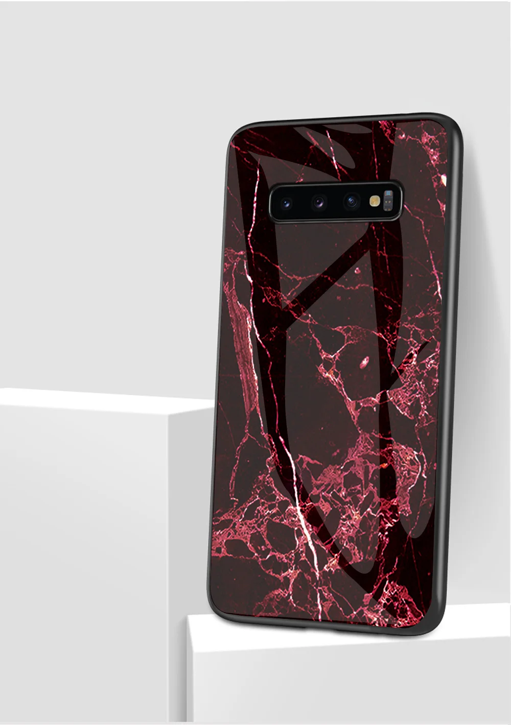 Marble Design 9H Glass Case With Soft Bumper Cover For Samsung S10e S8 A8s A7 J4 (7)