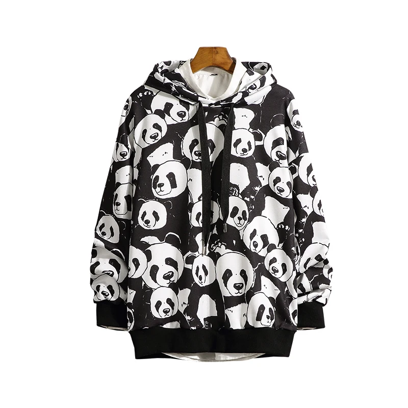 Принт панды мужские толстовки с принтом с изображением животных для мужчин Осень Хип Хоп Повседневный пуловер толстовки с капюшоном уличная топы