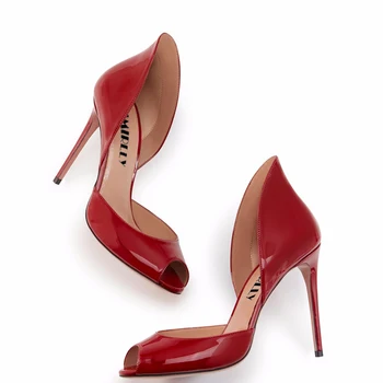 

Aimirlly Women Shoes Peep Toe High Heels Pumps Collar Style Ladies Party Wedding Dress Heels Red Slip On
