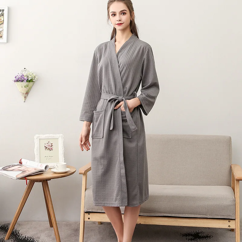 Женский халат с длинным рукавом, летнее хлопковое кимоно, одноцветная Пижама, Повседневная Домашняя одежда, сексуальная ночная рубашка M XL XXXL