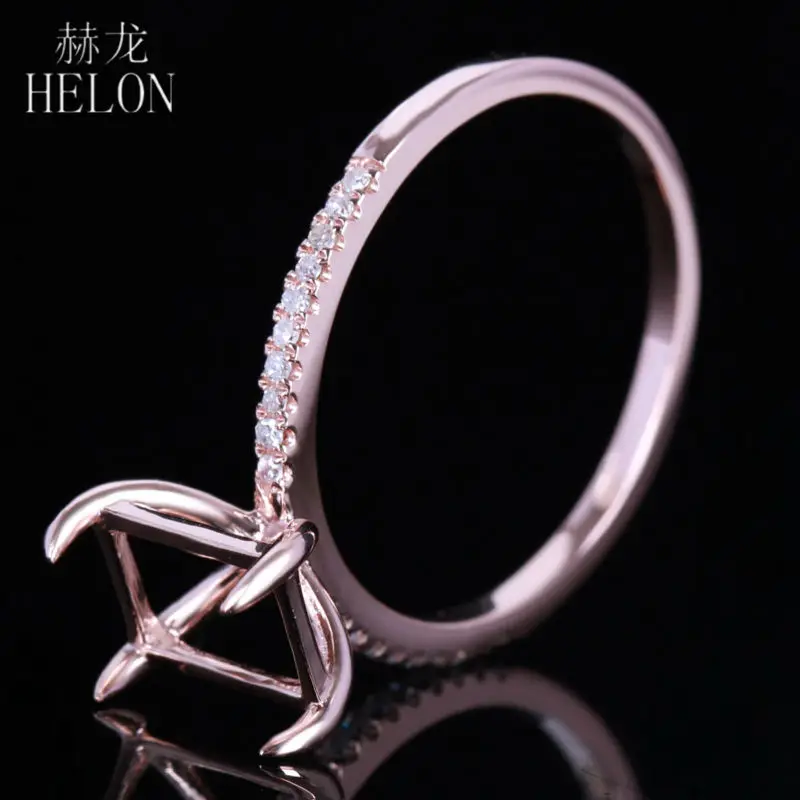 Helon 8x6 мм Подушки проложить 0.15ct Природный Маунт Semi Новый Дизайн модные вечерние ювелирные изделия SOLID 14 К Роза золото Обручение обручальное